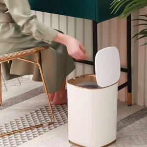 NEW 12L Nordic Waterproof Bathroom Sensor Waste Bin Oval White Grey Soft Closing Automatic Open Lid By Thehomeshoppe SG