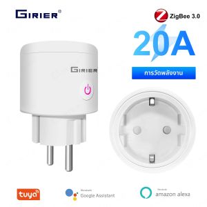 ปลั๊กไฟอัจฉริยะ GIRIER Smart Tuya ZigBee 20A 4200W ไร้สาย สำหรับบ้าน แบบ EU พร้อมฟังก์ชั่นตรวจสอบพลังงาน ใช้งานร่วมกับ Hey Google และ Alexa ได้