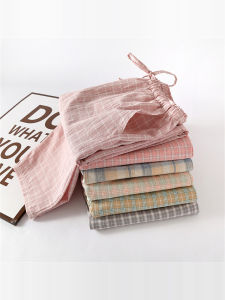 Washed Cotton Pyjama Pants Pure Cotton Nine-Point Thin Style for Couples Spring Summer Autumn Home Wearable Loose Fit Trousers