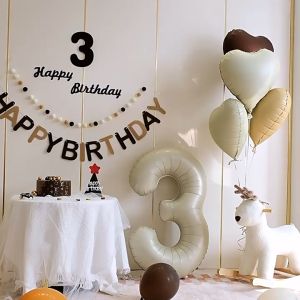 Bóng Số Tuổi Trái Tim Ngôi Sao Màu Nâu Caramel tông Vintage trang trí sinh nhật tiệc kỷ niệm