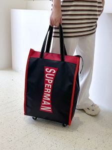 Large Capacity Handheld Luggage Bag with Universal Wheels Foldable Shopping Bag Travel Bag for Short Trips Storage Bag Hand Pull