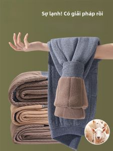 MiiOW | Quần lót lông cừu dày dặn cho nam nữ mùa đông giữ ấm lưng đầu gối quần dài cotton pha trộn polyester nylon lót lông cừu