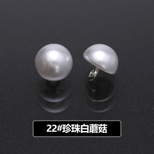 round Black and White Pearl Shirt Button Sweater Cardigan Dress Cheongsam Chiffon Decorative Small Button Mushroom Buckle