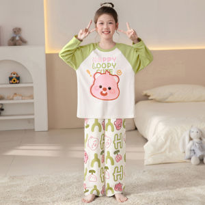 Bộ đồ ngủ trẻ em MiiOW Cat People vải cotton dài tay mỏng dễ thương thoáng khí.