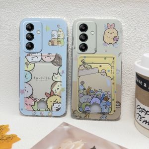 Card Holder Casing Samsung Galaxy S25 S24 S23 S22 S21 + Ultra FE Plus 5G New Funny Cartoon Fashion Smile Panda Bear Animal Phone Case Silicone Protection Back Cover 2025