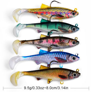 PROBEROS 5 Nhân Tạo Mồi Shad Mềm Swimbait Mồi Câu Cá 8-13Cm Mái Chèo Đuôi Chữ T Cá Giả Cho Pike Zander Bass - Đại Dương Sông Hồ
