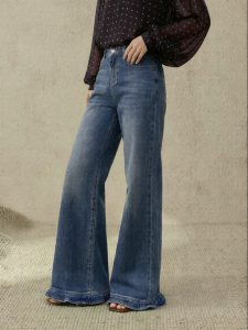 SUSHE | Vintage Style Comfort Cotton High Waist Straight Leg Slim Fit Flared Jeans