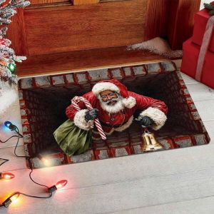 VIKAMA 3D Santa Claus Christmas Doormat Non-Slip Welcome Mat Indoor Outdoor Entrance Rug Kitchen Bedroom Merry Xmas Home Decor
