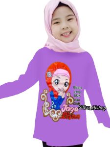Kaos hijab jaga lisanLengan Panjang Anak Perempuan murah 1-10tahun