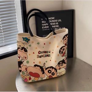 Crayon Shinchan Polyester Womens Shoulder Bag Large Capacity Book Bag Student Commuting Bag Handbag Casual Bucket Shape