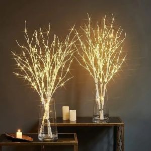 1pc White Birch Branch Lights Battery Operated LED Fairy Lights Lighted Willow Branches For Home Bedroom Fireplace Decoration