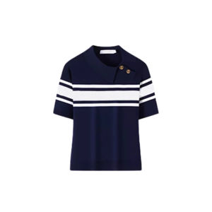 YUEZHONGWEI | Slim Fit Short Sleeve T-Shirt Womens Summer Design Stripe Polo Shirt Top College Style Contrast Color Block Short Length