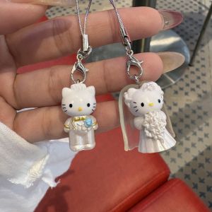 Sanrio | 2Pcs Hello Kitty Keychains Cute Cat Pendant Phone Charm Wedding Companion Couple Gift