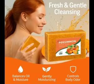 1/2/3pcs Persimmon Soap Bar Natural Deodorant Cleansing Soap Gentle Body Face Washing Soap For Women Men Oil Control Skin Care