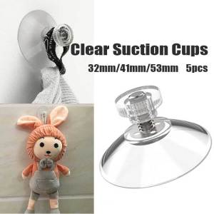 5Pcs Clear Screws Suction Cup Hooks With Thread Suction Pads For Glass