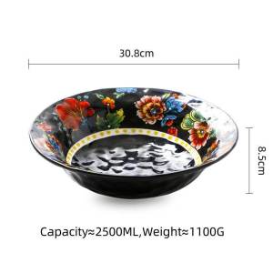 OMK American Style Hand-Painted Underglaze Ceramic Large Salad Bowl  2500ML Fruit Bowl