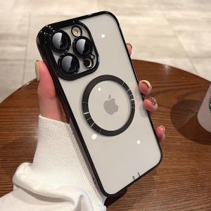 Integrated Dustproof Silicone Case for Apple 16Promax iPhone 15Pro with Lens Film Magnetic Attraction Fashionable Full Cover Protection