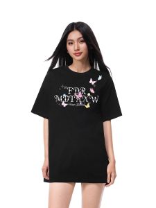 FDR Store Colorful Butterfly Short Sleeve T-Shirt Loose Sportswear for Couples Summer Trendy Brand Mens round Neck Top