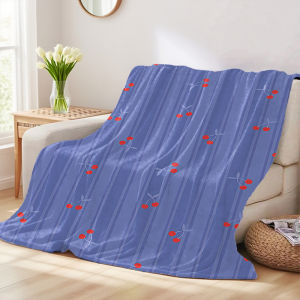 Beast Kingdom | Cherry Stripes Printed Blanket Suitable For Sofa Beds Offices Travel Camping Chairs Warm Woolen Blankets