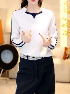 plus Size Shoulder Length Sleeve T-Shirt Womens Style Commute Korean Version Slimming Inner Wear Creative Pattern Autumn Season