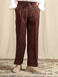Quần Dài Mỏng Thoáng Cao Waist Pure Linen 100% cho Nam