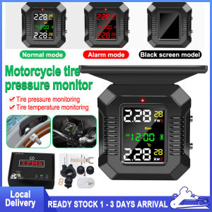 Tire Pressure Monitor Solar Wireless Motorcycle TPMS Tyre Pressure Monitoring System LCD Display Temperature Alarm System