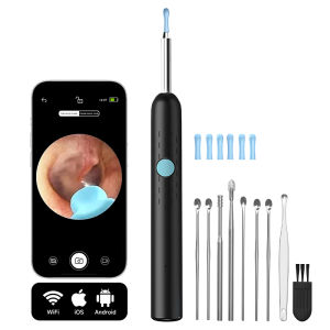 WiFi Ear Cleaning Camera HD1080P 4.2MM Lens 6LED Video Visual Otoscope with Ear Picks & Spoon for Ear Wax Removal USB C Charging