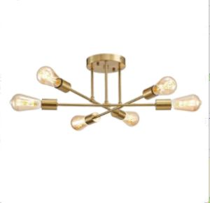 Đèn Chùm Sputnik Hiện Đại Màu Vàng 6 Bóng Đèn Kiểu Dáng Công Nghiệp Lắp Bán Sát Trần Dành Cho Phòng Ngủ Phòng Ăn Thân Đèn Bằng Nhôm Đế E27