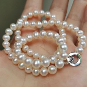 DaVee | Pink white pearl necklace 6mm fresh water pearl natural pearl necklace silver clasp fresh water pearl necklace