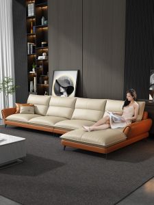 Genuine Top Layer Cowhide Sofa Modern Minimalist Living Room Home Use Nordic Three Four Person WeiFei Large Combination