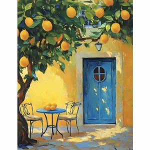 Kayou | Paint By Numbers Lemon Tree and Yellow House Painting By Numbers on Canvas Coloring By Number for Adults Paint Digital Art