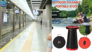 Foldable Telescopic Stool Retractable Folding Stool Camping Lightweight Stool Seat for Outdoor Camping BBQ Fishing Hiking Gardening Indoor Travel Picnic