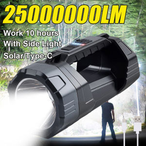 25000000LM LED Portable Lantern Solar Powered Lamp With COB Light Flashlight Waterproof Torch For Outdoor Camping Fishing Patrol