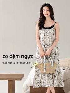 MiiOW | Đồ ngủ nữ mùa hè MiiOW Cat Person có đệm ngực váy dài quần áo mặc nhà thoáng khí thoải mái phong cách sang trọng mặc ở nhà