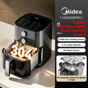 Midea | Stainless Steel Coating-free Air Fryer with Visual Check No Flipping