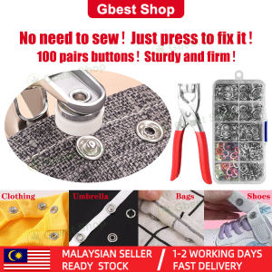 Gbest Snap Button Plier Metal Snap Button Set Colorful Hollow Five Claw Buckle 100PCS Installation Tool Set Fasteners Press Infant Adults Children Clothes Sewing Snap Button 金属扣钳套装 五爪扣套装 免缝四合扣