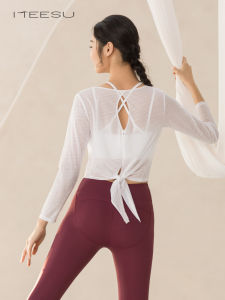 Loose Long Sleeve Yoga T-Shirt Womens Fitness Sport Shirt Meisu Nylon Summer 2021 Short Sleeve Loose Fit Yoga Cover up
