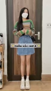 Chân Váy Cạp Cao Phong Cách Đơn Giản Kèm Quần Trong_V7