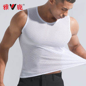 yaloo | Yaloo Ice Silk Mens Fitness Tank Top Mesh Running Shirt Sleeveless Summer Sports Inner Wear Breathable Hollow Out Design