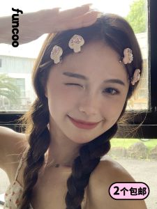 Funcoo Original Design Iceland Gem Heart Hair Clip Diamond Edge Hair Clip Fashionable Korean Style Hair Accessories