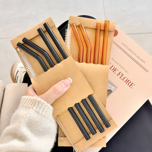 Colorful Transparent Glass Stir Stick Coffee Stirrer Reusable High Temperature Resistant Student Food Grade Drinking Straw