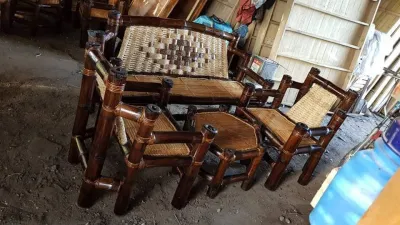 BAMBOO SALA SET 6LEGS WITH ABACA ACCENT