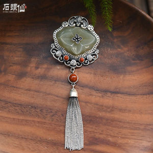 925 Sterling Silver Pendant Womens Vintage Artistic Ethnic Style Carved Turandont Tassel Necklace Pendant Fresh out Fashion Jewelry