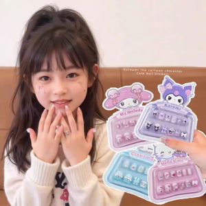 【Melody】Kid Nail Art Set Cute Fake Nails Cartoon Nail Accessories Fun Wearing Nail For Girl Gift #BK0236#