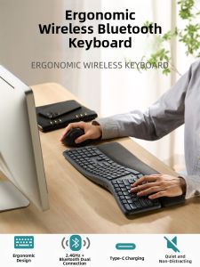 Sanwa Supply | Wireless Bluetooth 3-mode Rechargeable Silent Ergonomic Keyboard