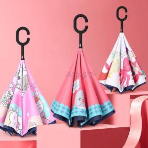 Cartoon Reverse Thickened Hands-free Auto Straight Umbrella