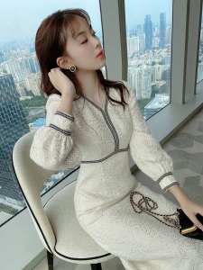 Váy Ngắn Kiểu Pháp Thanh Lịch Cho Nữ Thu Đông Cỡ Nhỏ Váy Ngắn Bên Trong Váy Dài Cạp Cao Áo Khoác Ngoài Váy Ngắn