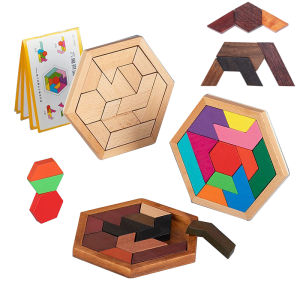 Hexagon Classical Intelligence Puzzle Wooden ToysEarly Education PuzzleTetris Mystery Code for Kids & Adult ChallengeBrain Teasers Puzzle Games for Family Party Gift