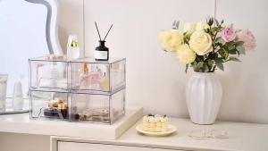 Transparent Stackable Storage Box Drawer style Home Furnishings Kitchen Cosmetics Organizer Multi functional Storage