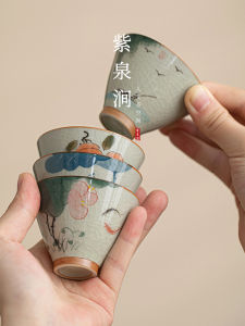 ZiQuanJian Ceramic Tea Cup Hand-Painted Owner Cup Single Cup Chinese Style Retro Glazed Porcelain Tea Set from Mainland China